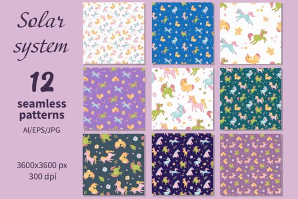 Download Unicorn- Paper/seamless Patterns - Unicorn Collection