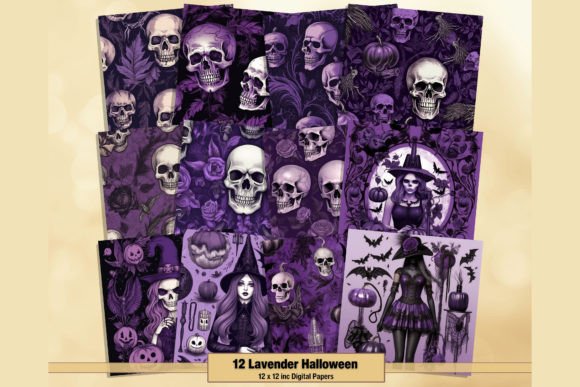 Download Lavender Skull Patterns Digital Papers - Skull patterns Collection