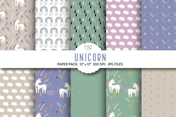 Download Unicorn Digital Paper, Rainbow Design - Unicorn Collection