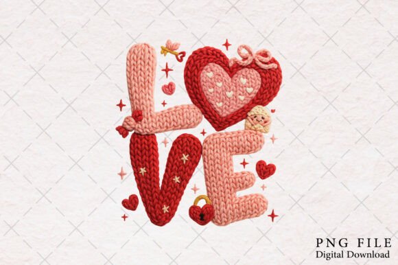 Download Faux Yarn Crochet Love Valentines PNG - Premium Resources