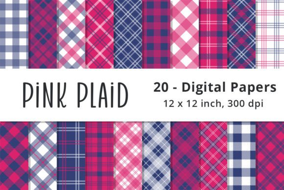 Download Navy and Pink Plaid Digital Backgrounds - Digital backgrounds Collection