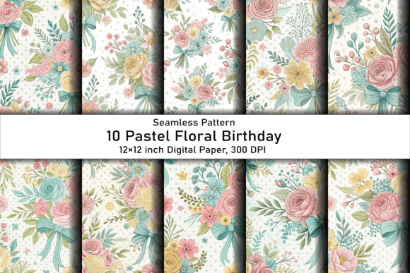 Download Pastel Floral Birthday Paper Set - Birthday paper Collection
