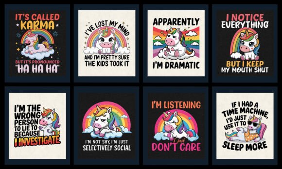 Download Funny Unicorn Sublimation Quotes PNG Bundle - Unicorn Collection